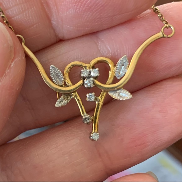 1930’s Diamond Gilt Vintage Necklace - Picture 9 of 13